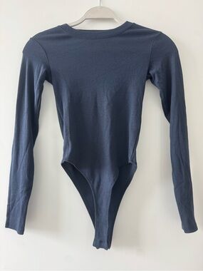 Zara Long-Sleeve One-Piece Bodysuit - Navy Blue